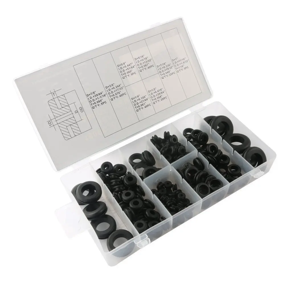 

180Pcs Car Electrical Wire Gasket Kit Rubber Grommets Firewall Hole Plug Retaining Ring Set For Cylinder Valve Water Pipe