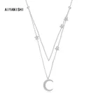 Ожерелье AIYANISHI из стерлингового серебра 925 пробы для женщин, ювелирные изделия 2021, маленькая луна, золотая цепочка с блестками, Золотой чокер 18k, ожерелье, ошейник, подарок