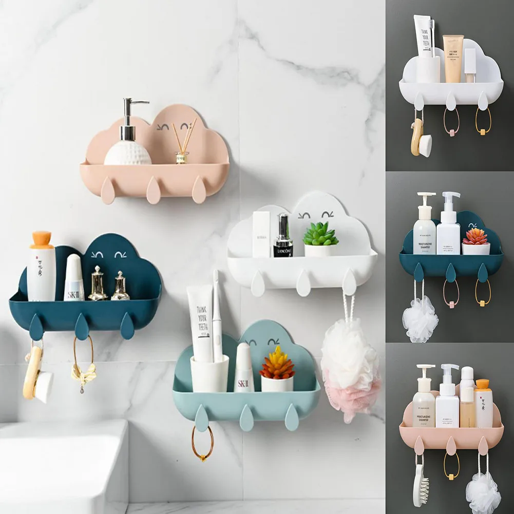 

NEW Bathroom Shelves Storage Holder Rack On Wall Cloud Shape Wall Mounted Bathroom Accessories Organizer