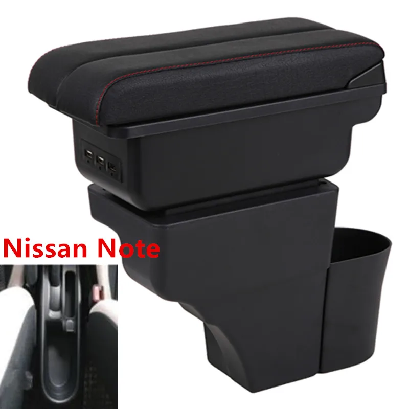 For Nissan Note armrest box USB Charging heighten Double layer