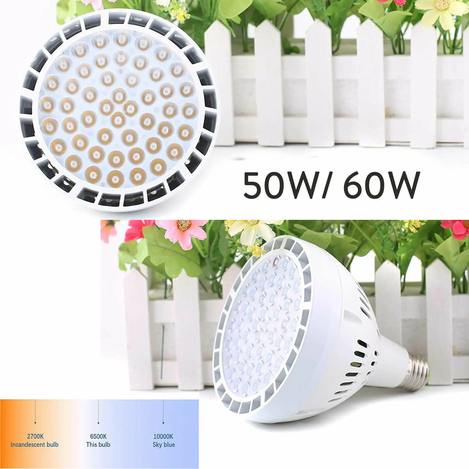 

85-265V Cold/Warm White 500W 600W Halogen Lamps Replace Super Bright 50W 60W PAR38 E27 LED Spotlight Bulb Lamp 48LEDs Chips