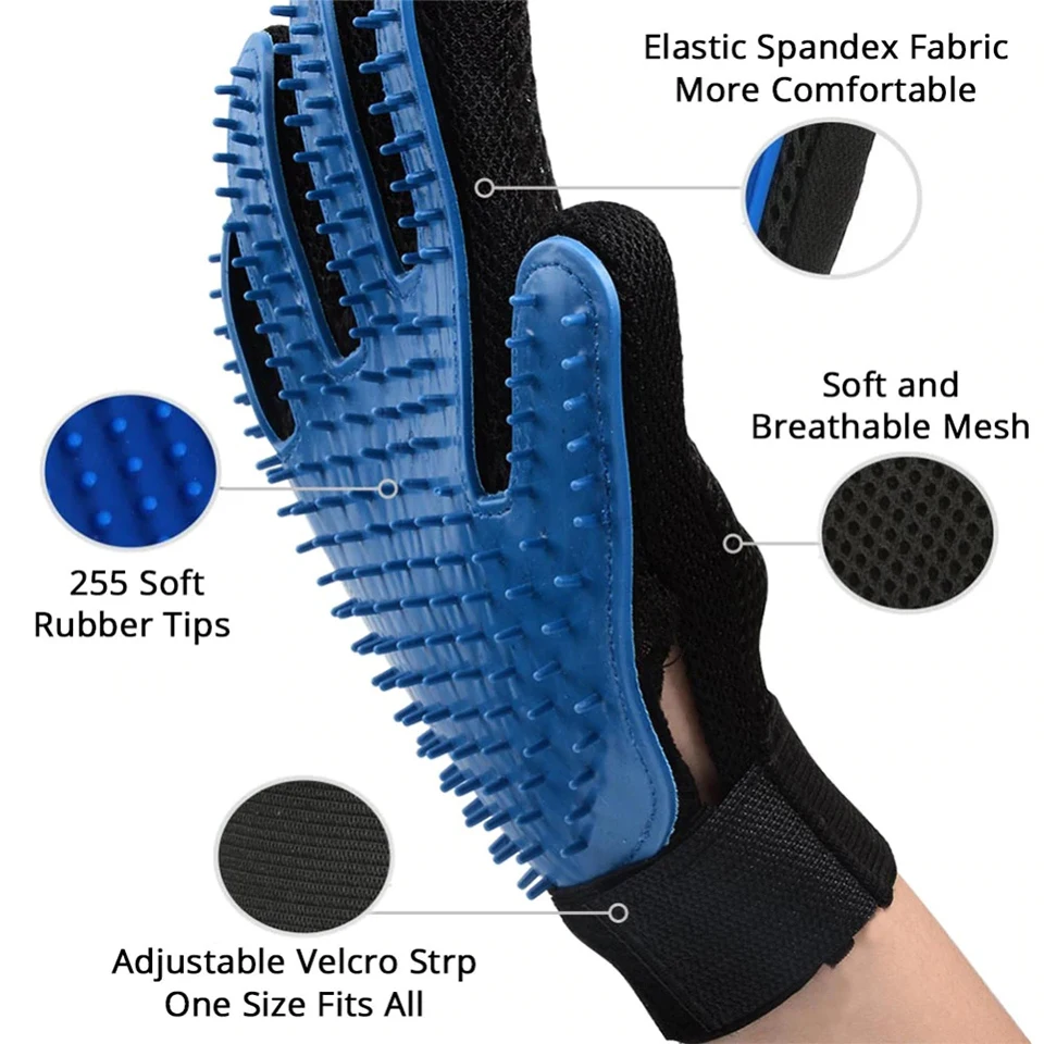 

Cat Glove Pet Shedding Grooming Gloves Enhanced Five Finger Design Dog Hair Remover Gentle Deshedding Brush Glove Clean Massage