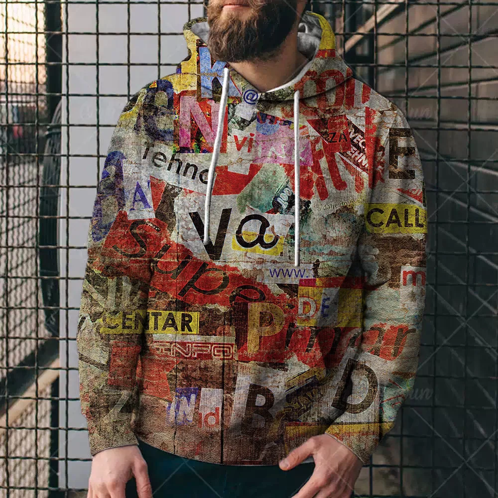 

2022 Spring And Autumn Trend Alphabet Elements Hoodie, 3D digital Print, Men and women's Fashion Long Sleeve Hoodie, Large, 6XL