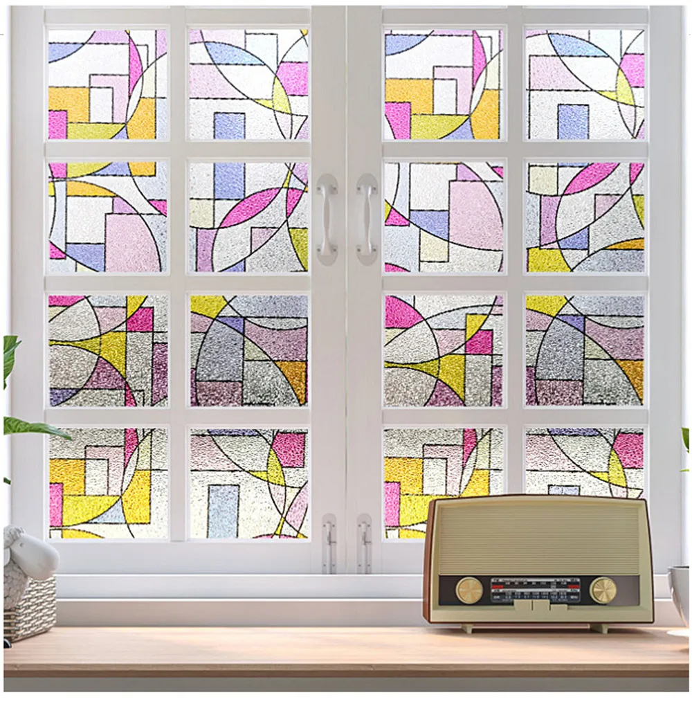 

LUCKYYJ Privacy Window Film Static Frosted Window Self-adhesive Opaque Glass Film No Glue Heat Control Window Sticker Anti-UV