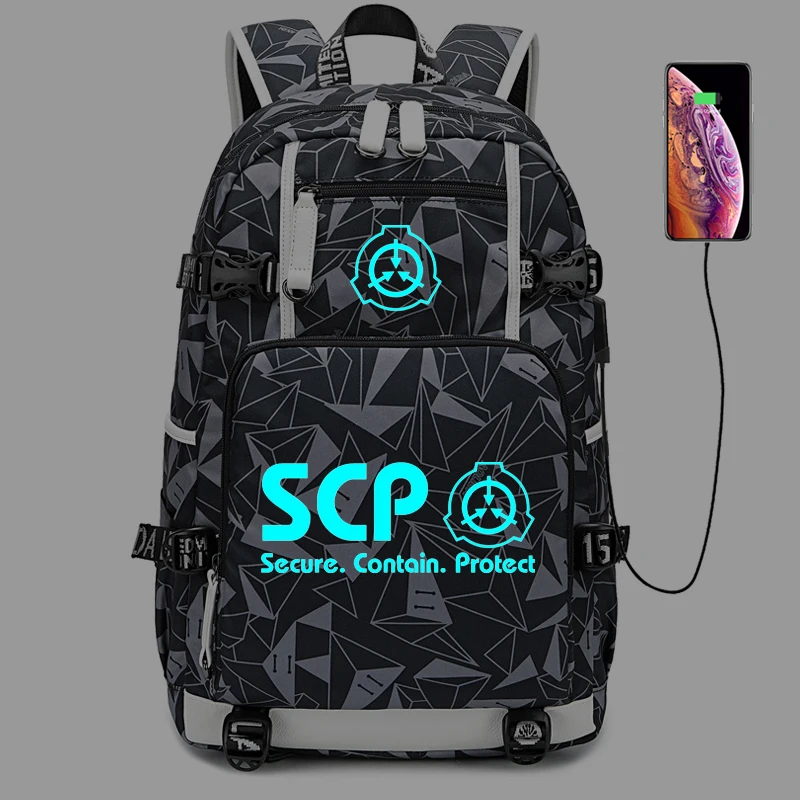 SCP специальные процедуры удержания Косплей рюкзак светящийся usb зарядка для
