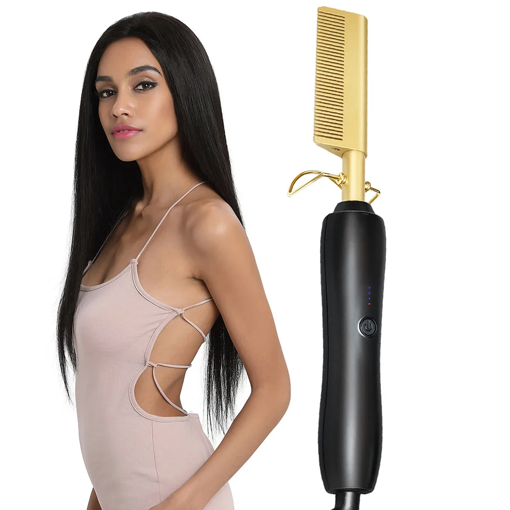 

2 in 1 Hair Straightener Curler Comb Flat Iron Straightening Brush Electric Hot Heating Hair Straight Styler Curling Iron Comb