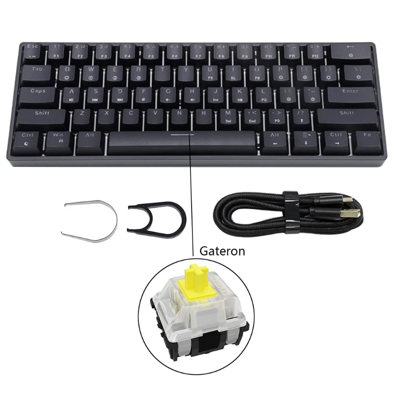 

GK61 SK61 61 Key Mechanical Keyboard USB Wired Bluetooth LED Backlit Axis Gaming Gateron Optical Switches For Desktop Dropship