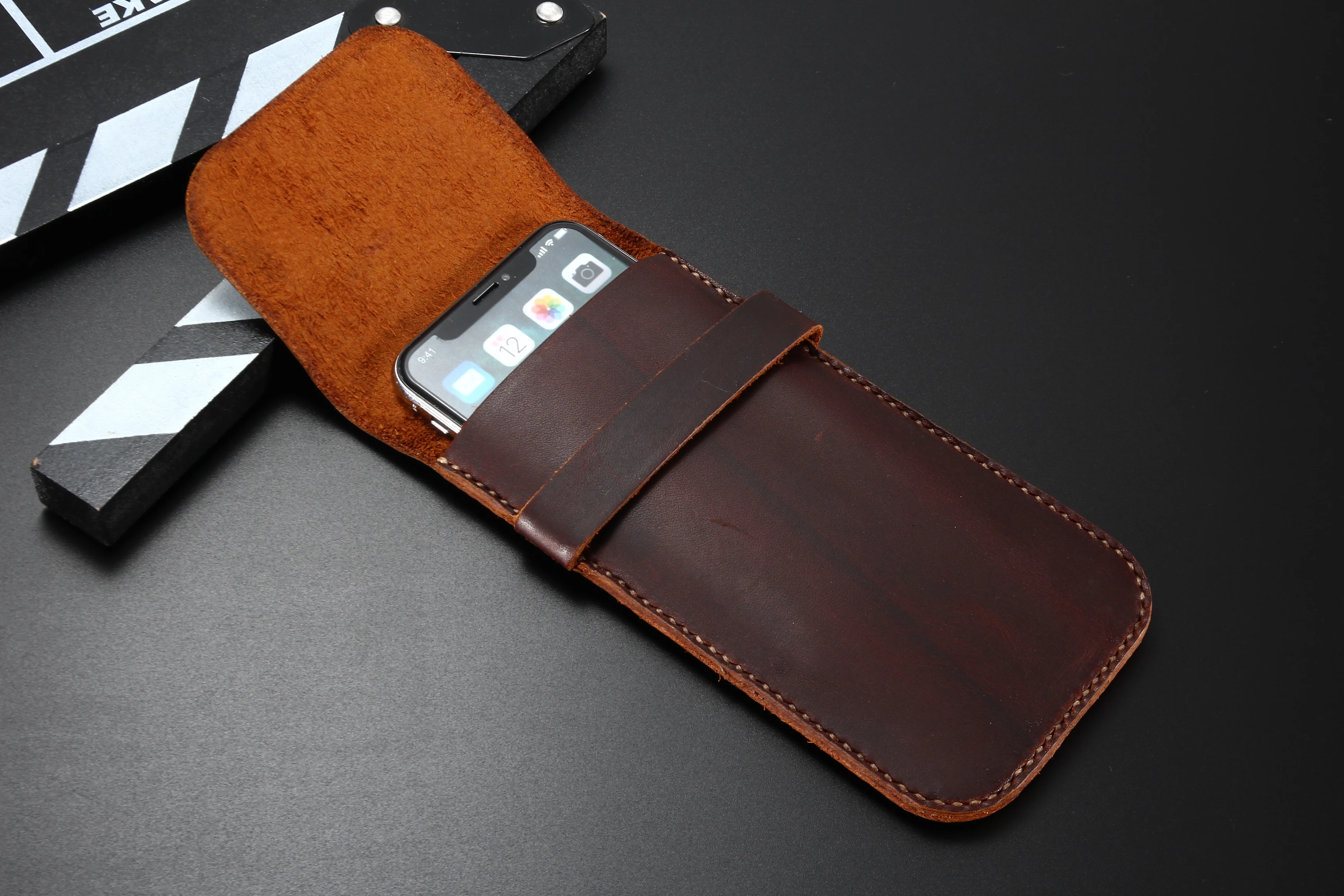 Чехол-бумажник из натуральной воловьей кожи для iPhone11 12 Pro XR XS MAX 6S 7 8Plus Samsung Note 10 20 9 S8