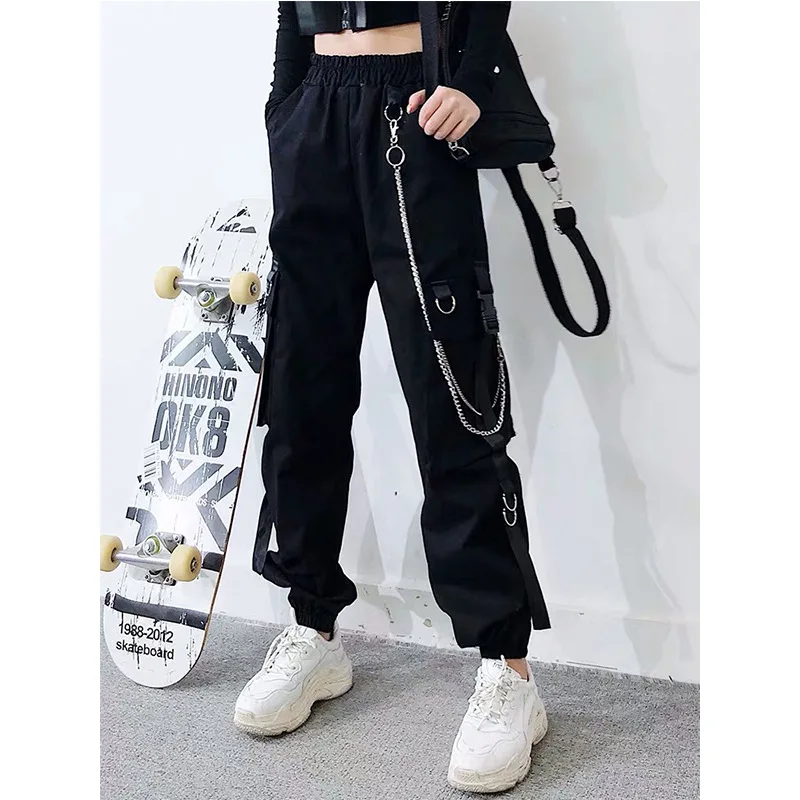 

Black Leggings Overalls Female Hip Hop Tide Ins Straight Loose Bf Harem Pants Female Autumn and Winter Students Are Thin