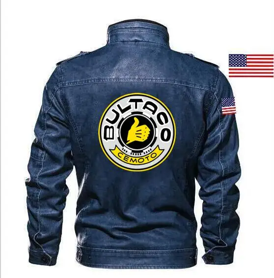 Модная кожаная куртка Goatskin BULTACO CEMOTO тонкая мужская брендовая одежда + вышитый