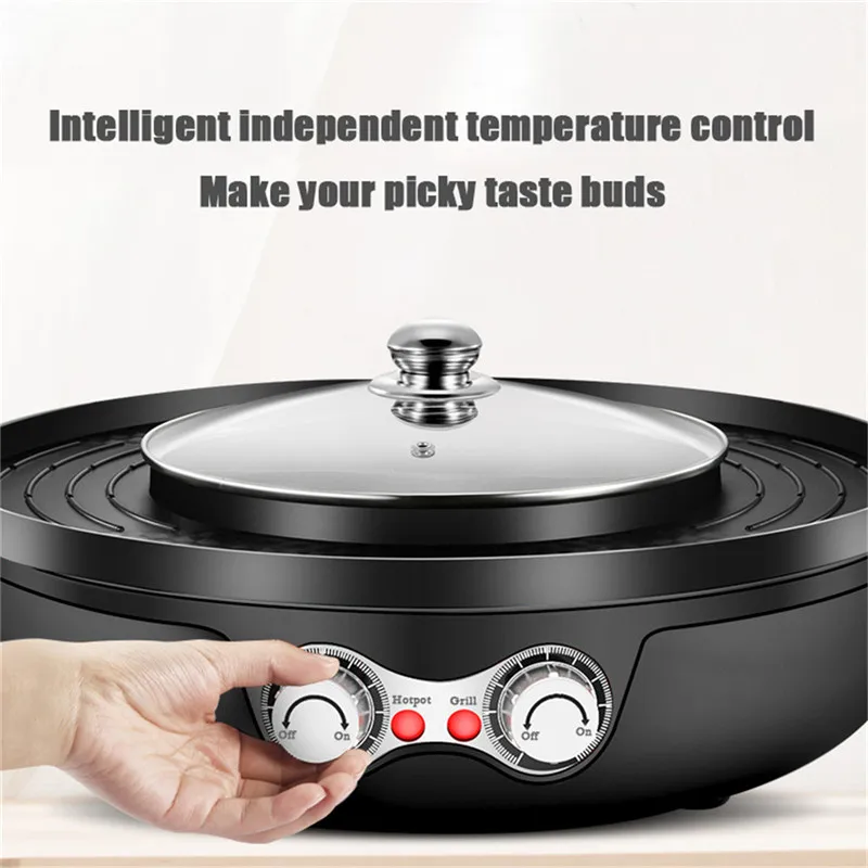 2200w 2 in 1 electric smokeless grill and hot pot 110v split dual temperature control barbecue non stick korea bbq machine free global shipping