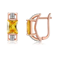 zemior rose golden earrings for women square female stud earring two color cubic zirconia anniversary day gift jewelry on sale