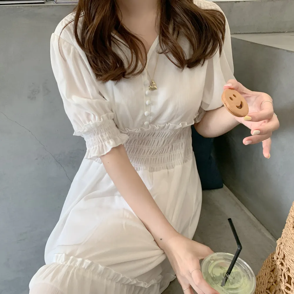 Новинка Летнее платье с эластичной резинкой на талии для девочек Вечерние платья