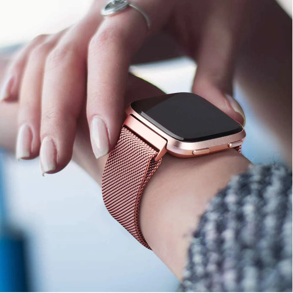 Миланская петля ремешок для Fitbit Versa/Lite/Versa2 Смарт часы замена из нержавеющей стали