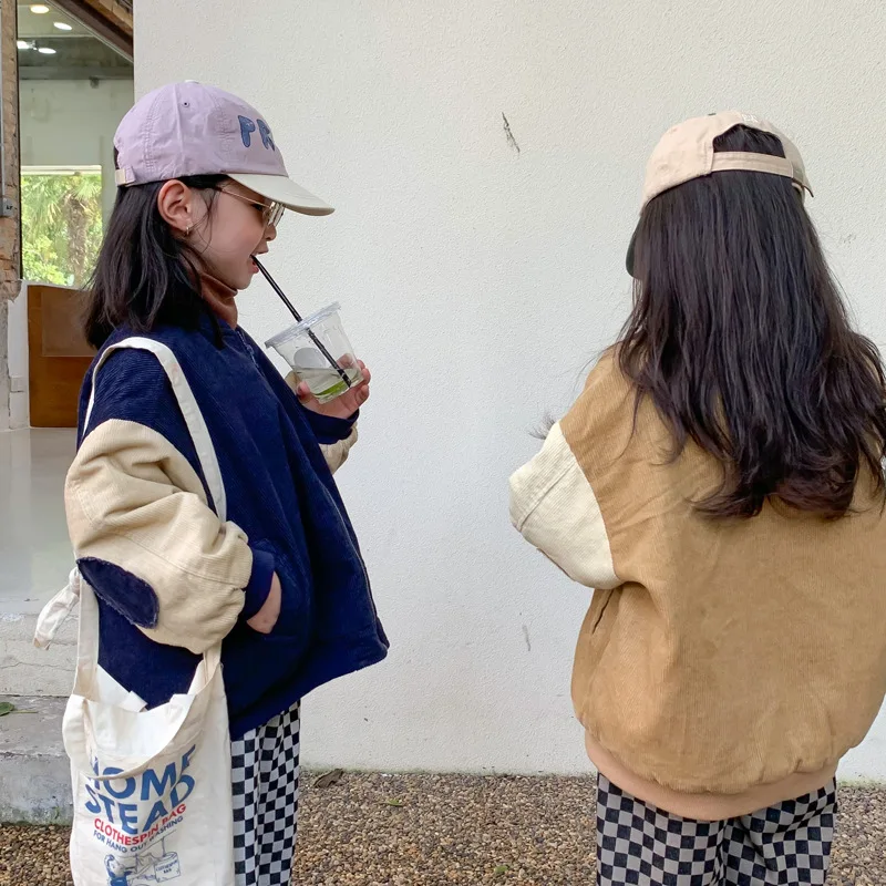 

Korean Children's Baseball Uniform Jacket 2021 Autumn New Boys and Girls Corduroy Jacket Toddler Outwear Kids Fashion Coats 2-8Y