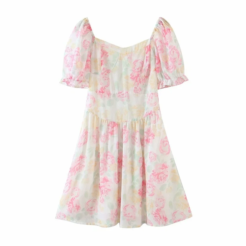 

Summer Light Luxury First Love Dress Retro Gentle Court Oil Painting Temperament Clavicle Exposed High Waist Boho Dresses Women