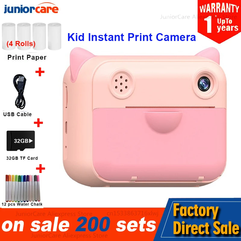 Children Camera Instant Print For Kids 1080P HD Digital with Photo Paper Child Toy Birthday Gift | Электроника