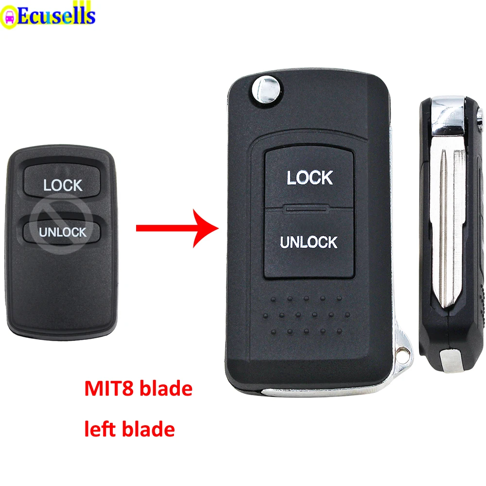 Складной чехол для ключа с 2 кнопками и дистанционным управлением подходит MITSUBISHI