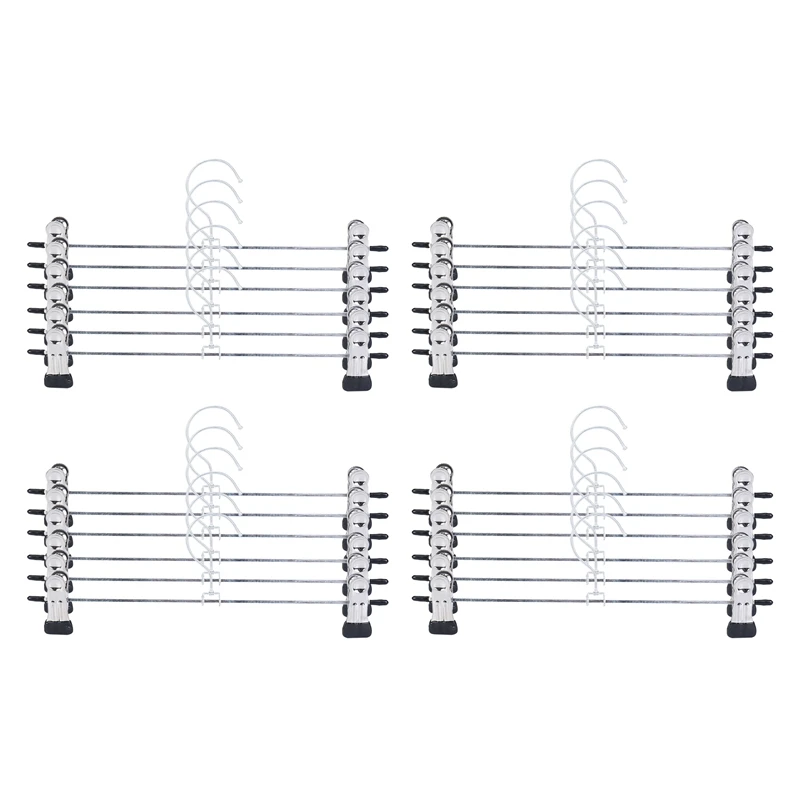 24 PCS Skirt Hangers With Clips Pants Hanger Metal Pant Space Saving For Skirts Clothes | Дом и сад