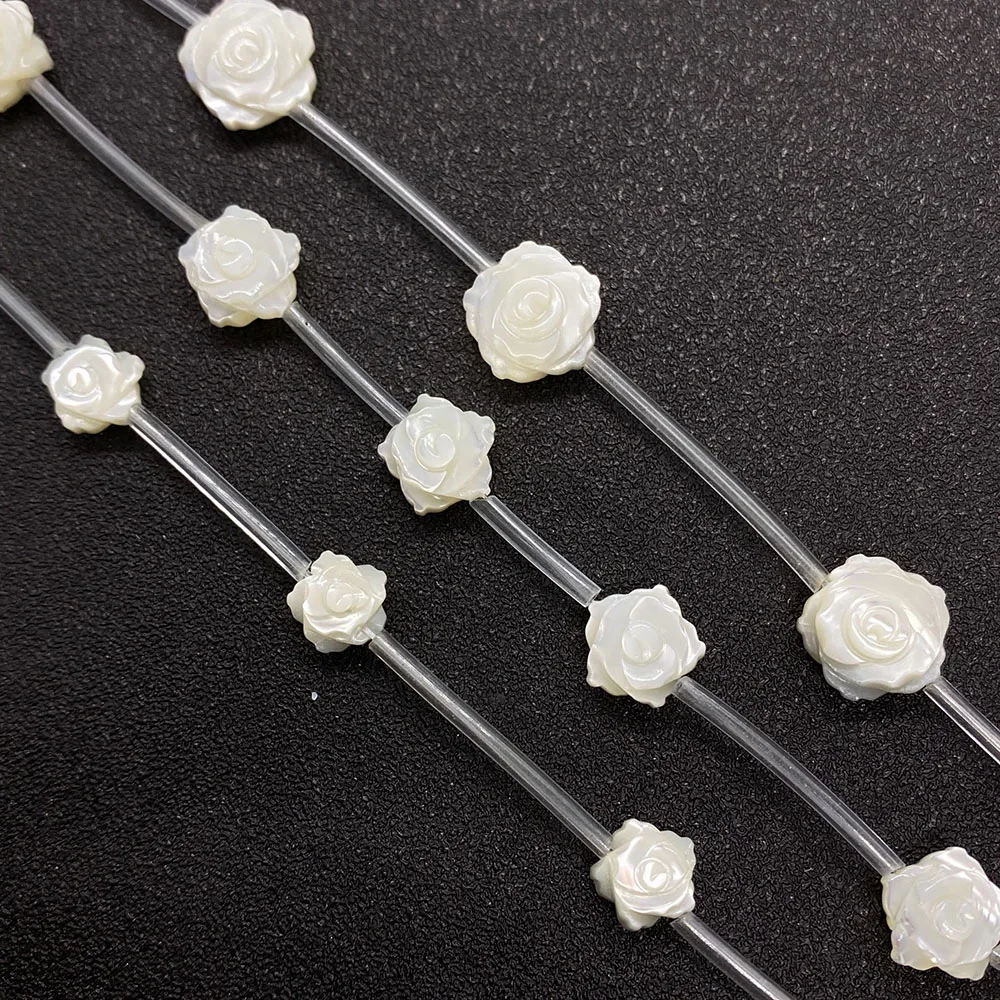 

Natural White Butterfly Shell Rose Flower Shape Beads Size 8mm 10mm 12mm Suitable for DIY Exquisite Necklace Bracelet Wholesale