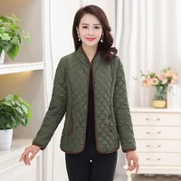 new women lightweight cotton padded parkas short jacket casual plus size xl 5xl moms coat spring round neck black outwear