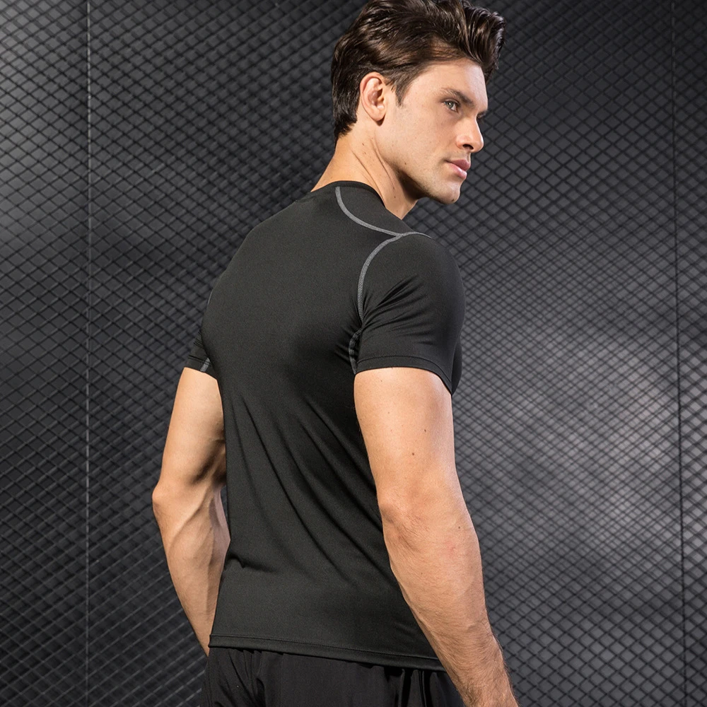 Men Compression Dry Fit T Shirt Sports T-shirt Gym Fitness Clothing Exercise Bodybuilding Training Running Shirt Rashguard 3XL