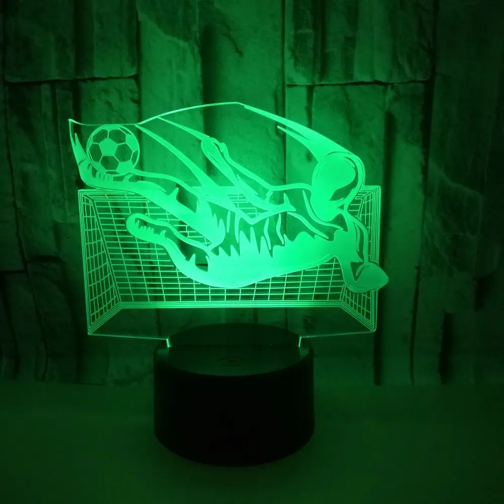 

3D светодиодный цветной креативный милый декоративный Ночной светильник в виде футбольного мяча акриловые визуальные иллюзии ночные свети...