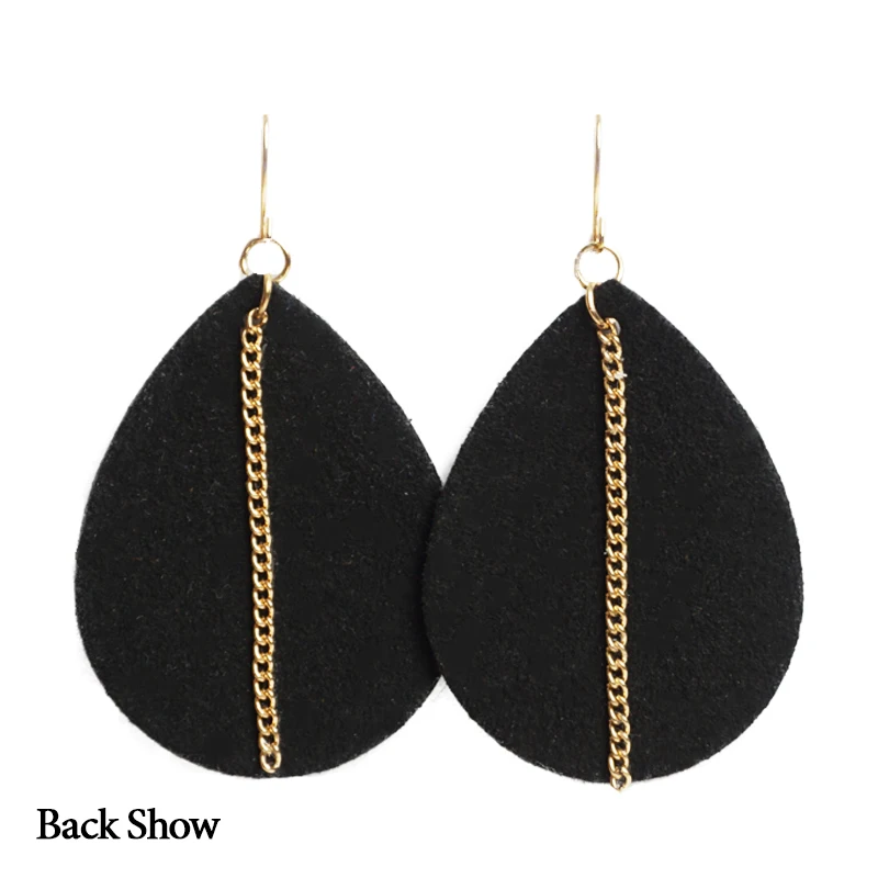 M & G Новые леопардовые серьги с каплями воды для женщин Висячие кожаные перьями