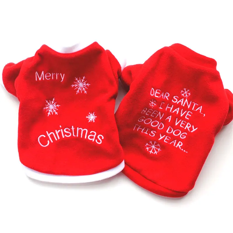 

New Lovely Fashion Pet Xmas Costumes Winter Embroidered Sweat Shirt Dog Red Clothes Hooded Sweater Outfit Pets Outdoor Supplies
