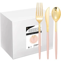 30 pieces of disposable tableware golden plastic silverware cutlery set wedding birthday party tableware supplies