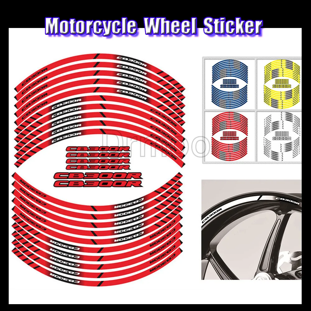 

Motorcycle Wheel 16 PCS Stickers Motocross Reflective Waterporof Decals Rim Tape Strip For Honda CB300R CB300 ABS 300F