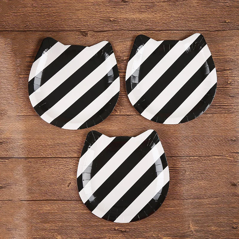 6 шт мультяшная одноразовая посуда с милым котом бумажная тарелка товары для дня