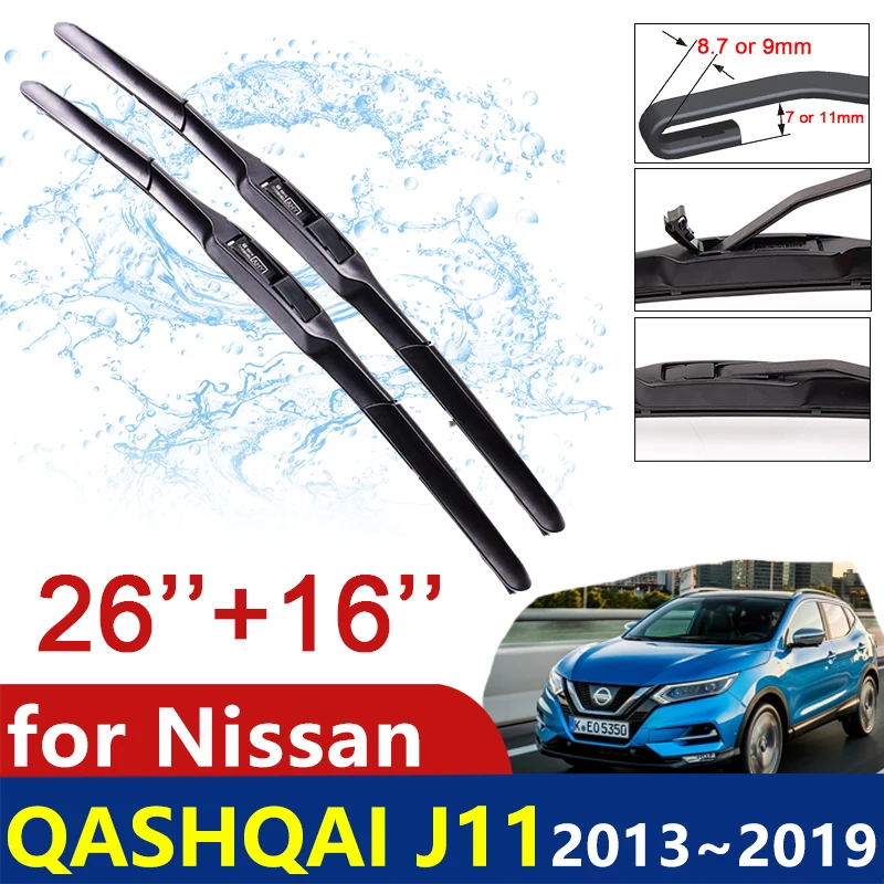 Автомобильные стеклоочистители для Nissan Qashqai J11 2013 ~ 2019 2014 2015 2016 2017 2018 переднего