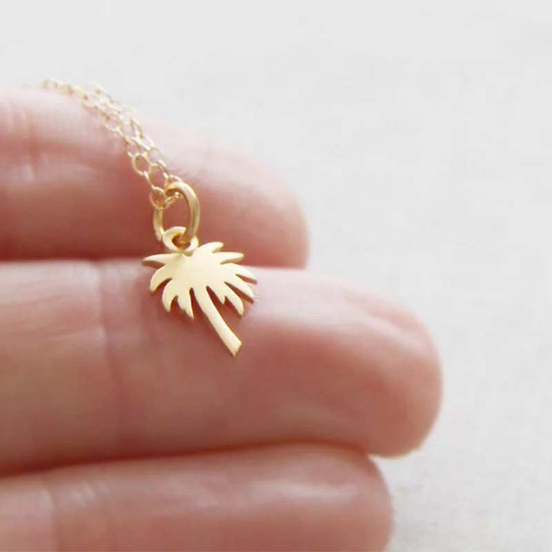 Новое модное Золотое серебряное пальмовое ожерелье из дерева подвеска