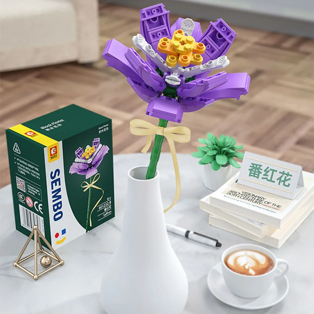 

Creative Flowers Model Building Blocks Decoration Constructor Colorful Plum Blossom MOC Bricks Toys for Home Office