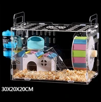 luxury crystal hamster cage castle house small animal cages transparent with bedroom hamster wheel food basin water kettle