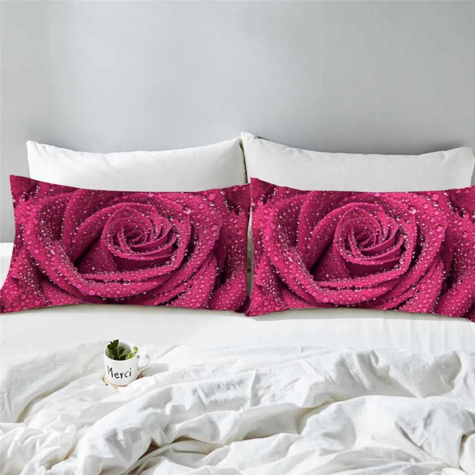 Наволочка для кровати с розовыми розами чехол подушки 3D принтом цветочным