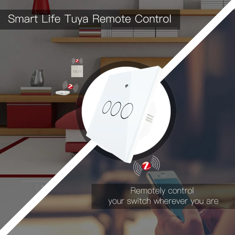 

Tuya ZigBee Single Fire Zero Fire Universal Smart Switch 100-240V European Standard Square Remotely control your switch