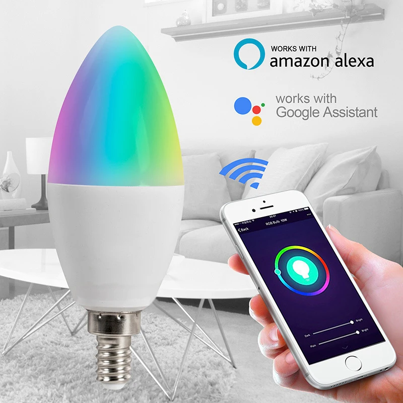 

Умный светодиодный светильник Zigbee 3,0, E12, E14, Tuya, 5 Вт, светодиодная лампочка-свеча, пульт дистанционного управления, работает с Alexa, Google Home, 110-240 В