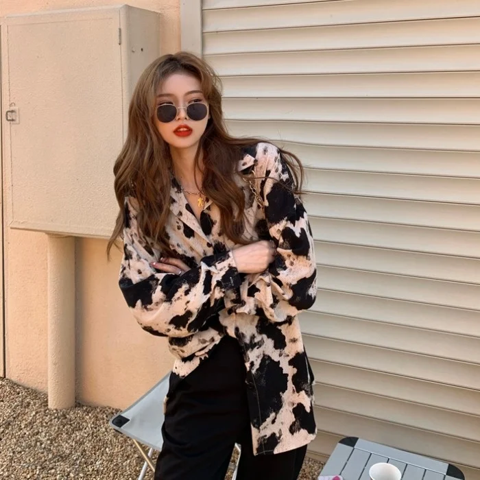 Рубашка женская с леопардовым принтом Повседневная блуза из сетчатой ткани