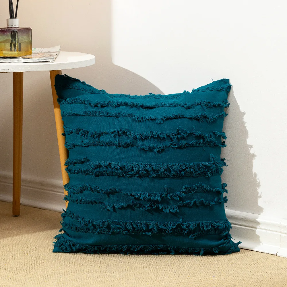 

Nordic Color Cotton Cushion Cover 45x45cm/30x50cm Blue Green Pillowcase with Tassels Decorative Cushions Sofa Pillows Decor Home