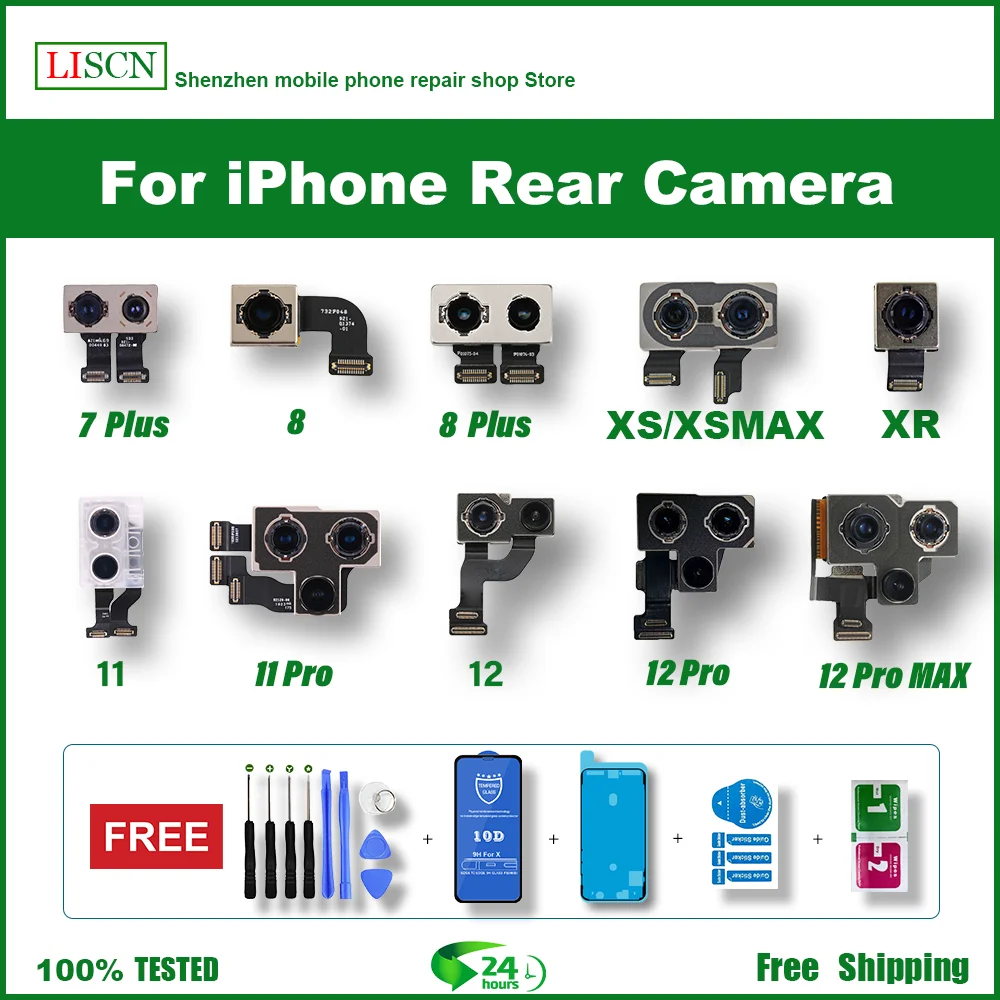 

Original rear camera of iPhone 7,8,X,XR,XS max,11pro,11promax,12mini,12promax large rear camera, spare cable of iPhone camera