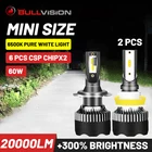 Светодиодные противотуманные фары Bullvision Hb3, 4300 лм, 8000K, H7, H1, H4, H11, Hb4, 9005 K, H8, H9, 9006, 6500, 12 В, Csp, K, автомобильные лампы
