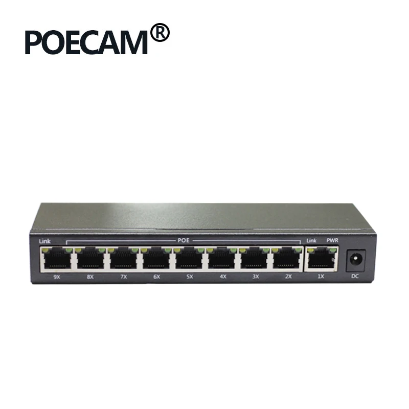 Мини 9 портов poe коммутатор сетевые переключатели питания для ip камеры поддержка