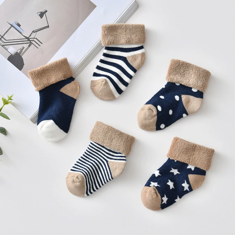 Носки детские зимние Осенние теплые 5 пар/лот носки для новорожденных |