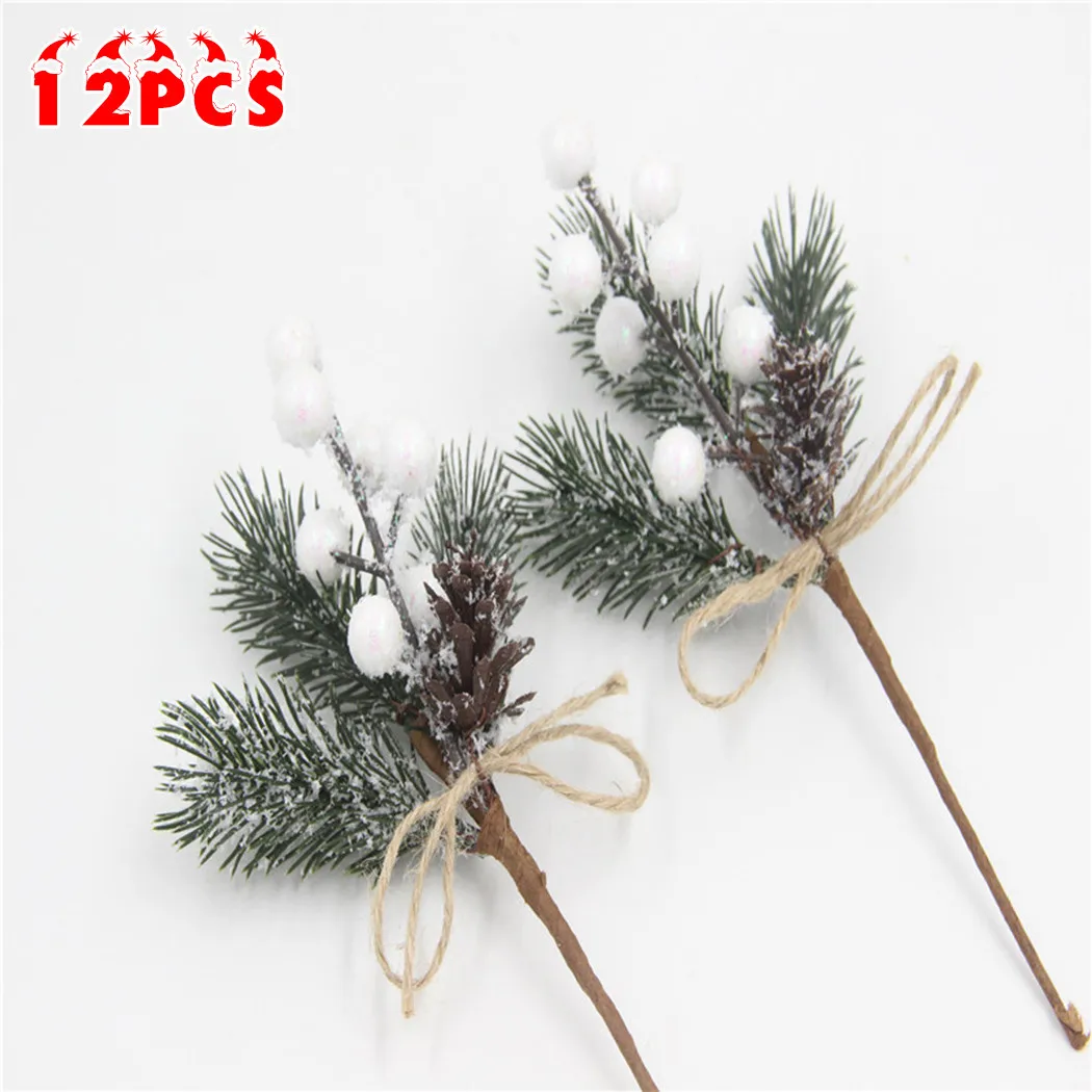 

12Pcs Christmas Simulation Berry Bouquet Artificial Pine Berry Decor Holly Flower Christmas Branch Ornament