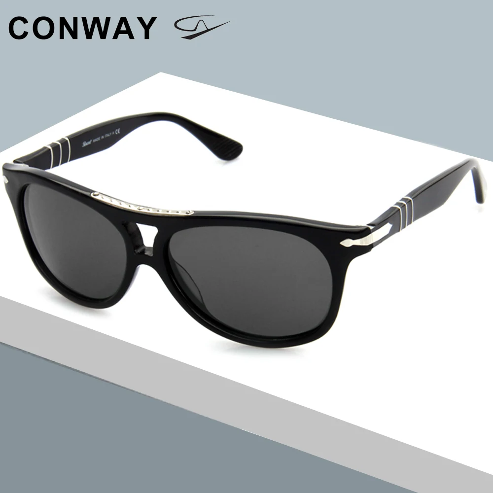 Conway, модные солнцезащитные очки для женщин, пилот, женские солнцезащитные очки, Steve, роскошный фирменный дизайн, очки для вождения, UV Proetection, ацетат - Цвет линз: Black-Gray