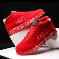 mens casual shoes red bottom sneakers heart shaped print high top comfortable flat spring autumn lover shoes women 2020 shoes
