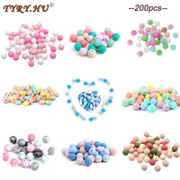 tyry hu 200pcs food grade silicone beads round 12 19mm nursing silicone bead teething for baby teethers necklace diy accessories