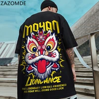 zazomde 2022 hip hop t shirt men lion t shirt harajuku streetwear tshirt cotton short sleeve summer tops tee hiphop back printed